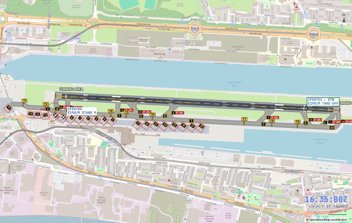 London City apron and stands in the simulator