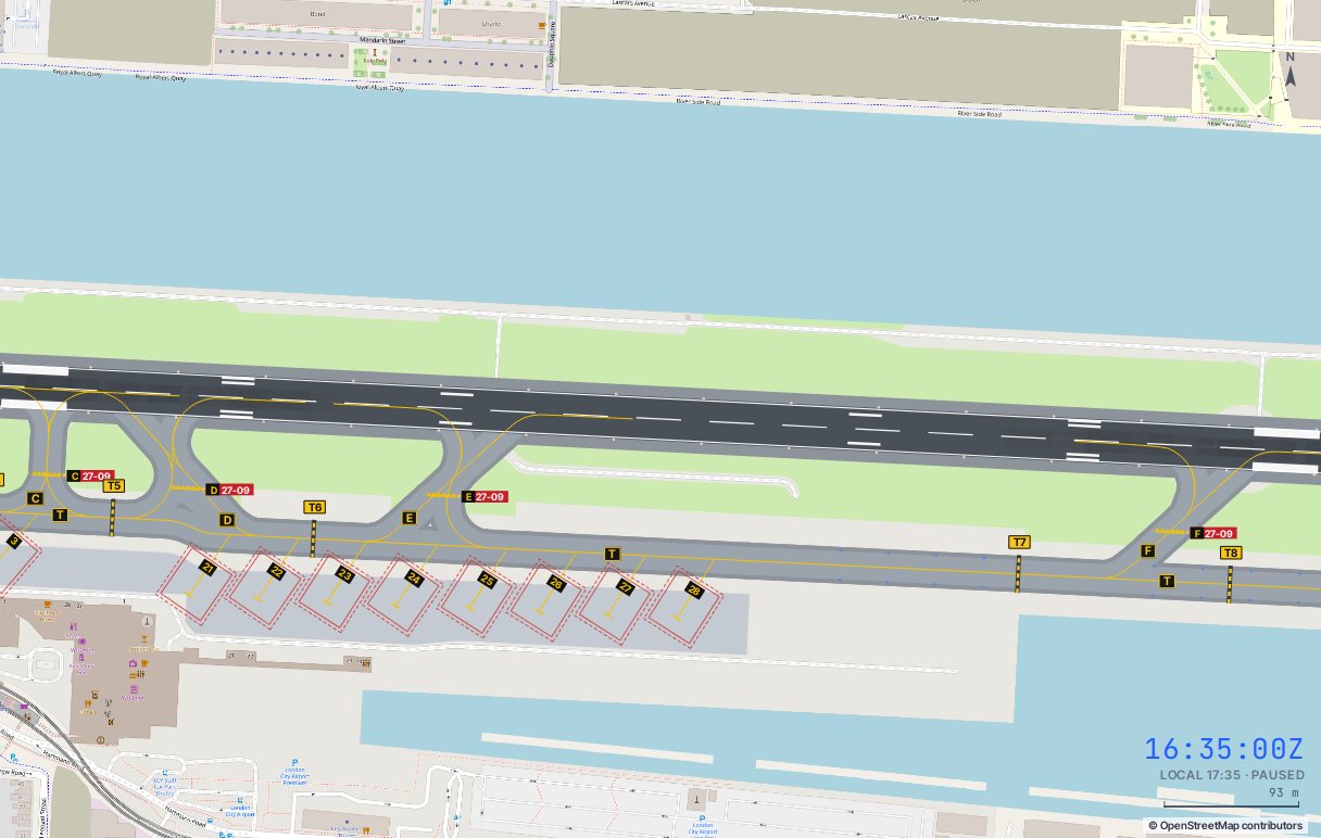 London City runway in the simulator