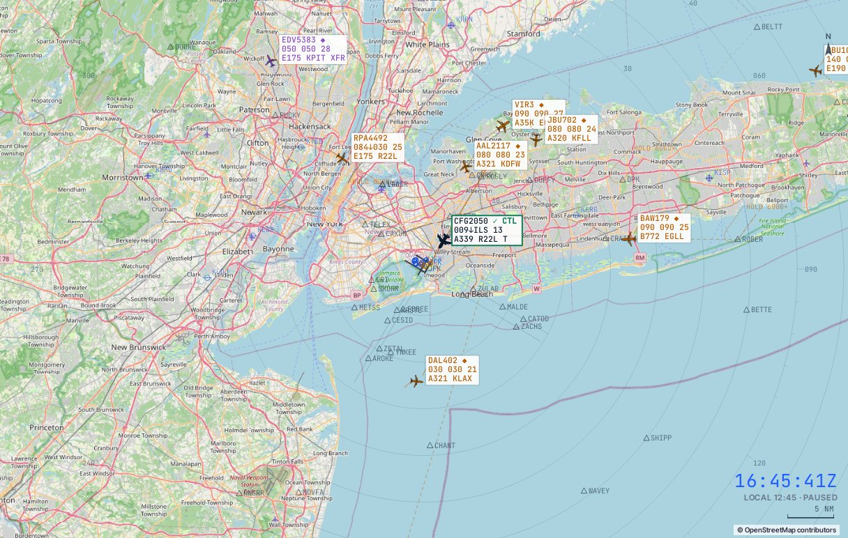 New York JFK approach radar in the simulator